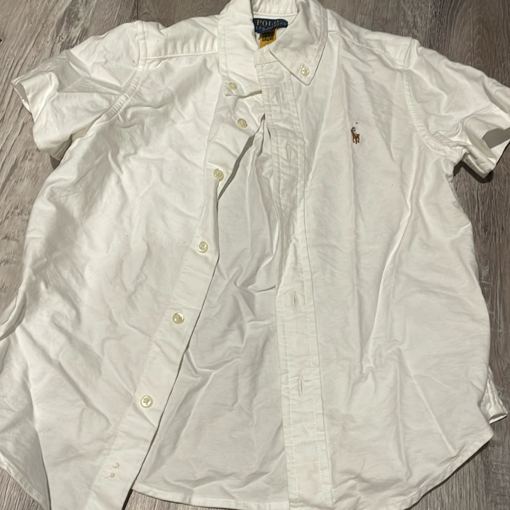 Polo short sleeve white button down